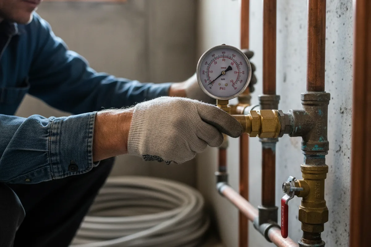 Pressure testing a repaired line during Water Line Repair in Ballston Lake